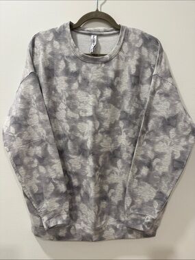 Athleta Gray Tie-Dye Coaster Luxe Crewneck Sweatshirt